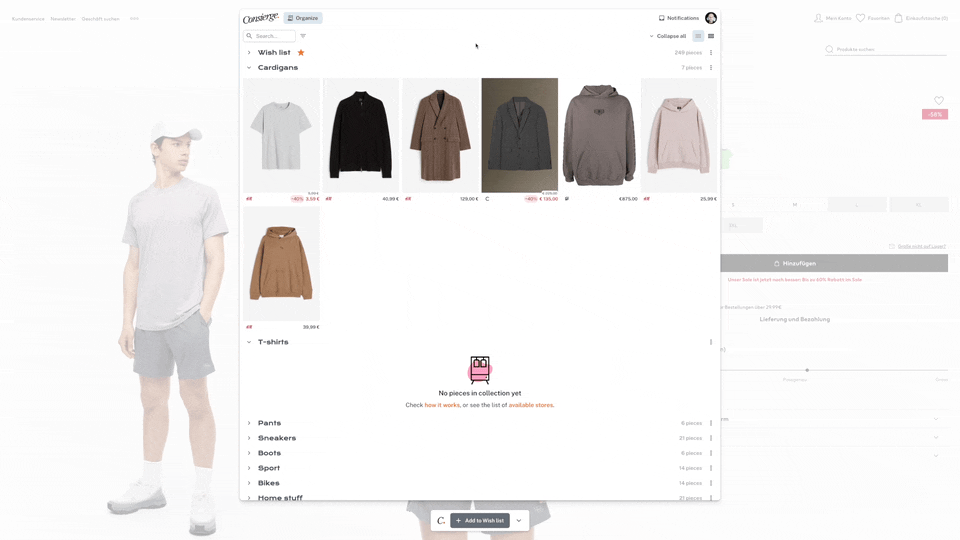 Move product between collection animation