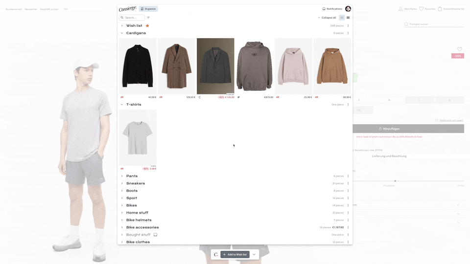 Remove product from collection animation